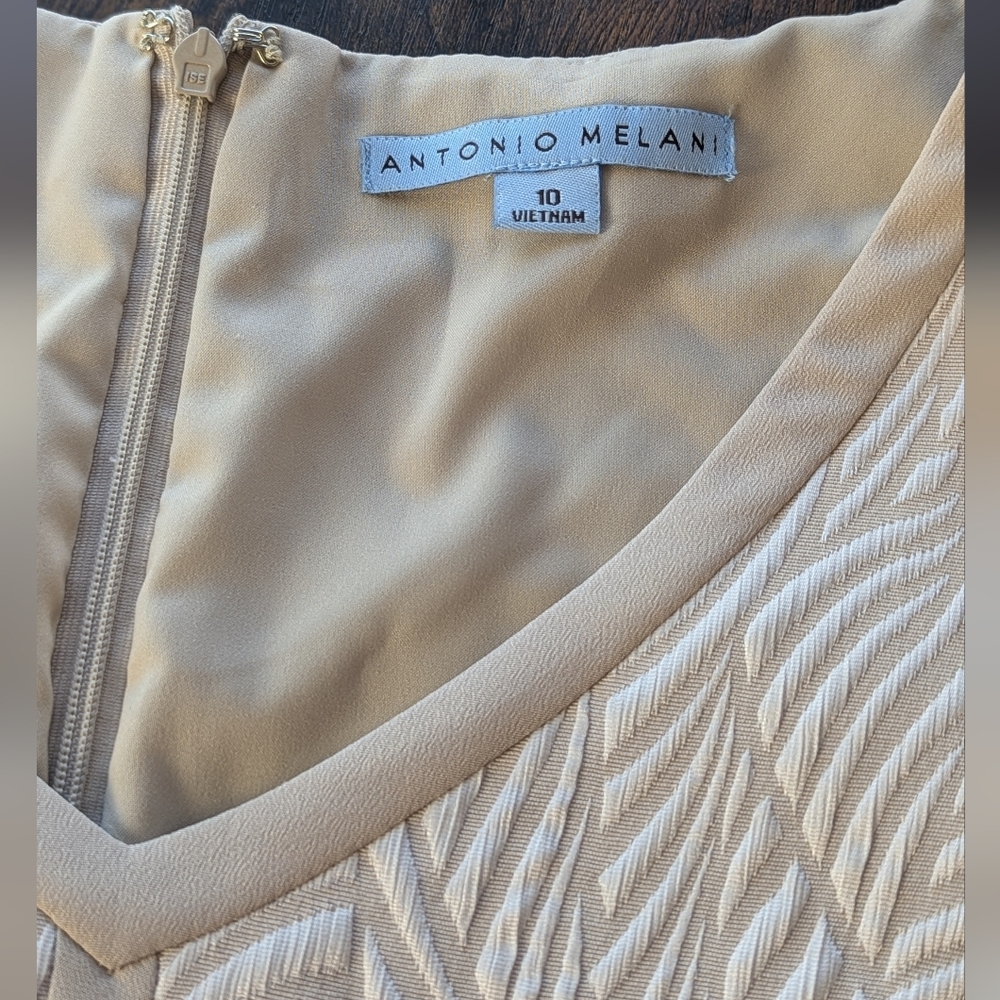 ANTONIO MELANI Cream Textured Midi Dress - Picture 4 of 6
